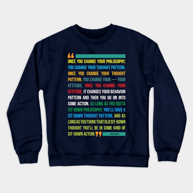 Malcolm X Power Crewneck Sweatshirt by ZUNAIRA